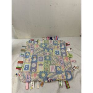Lauren Nicole Taggie Infant Blanket ABC flannel blocks 17.5x18"